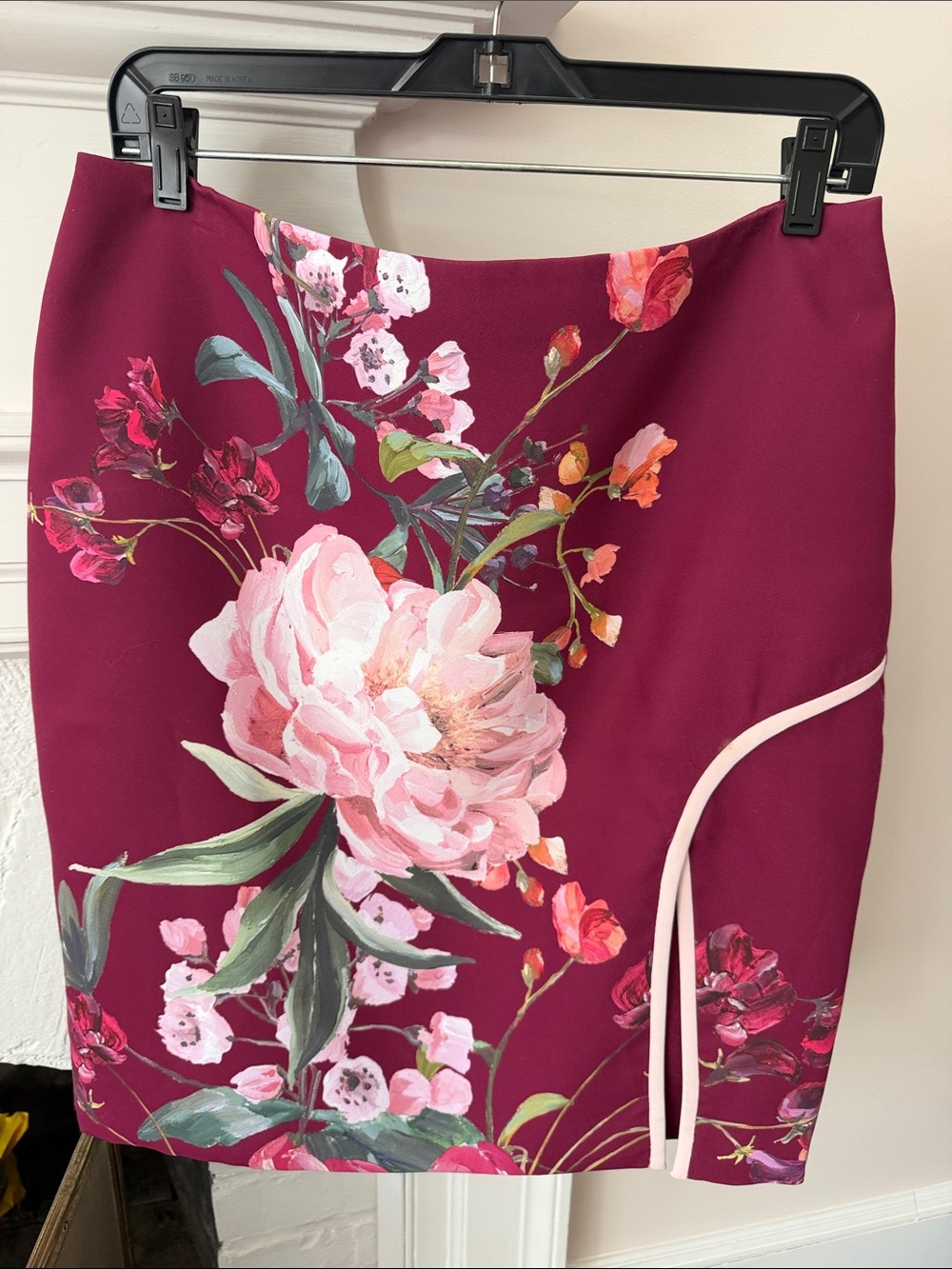 Ted Baker London Berry Floral Pencil Skirt with Pale Pink Trim